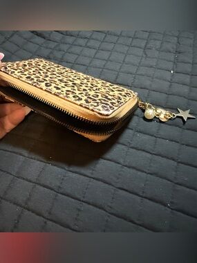 Leopard Print Zip Wallet - Beige Animal Print Wristlet